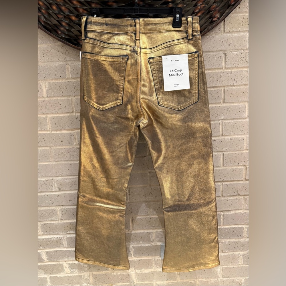 • FRAME • Le Crop Mini Boot Jeans • Color: GOLD CHROME • NEW NWT - Picture 10 of 14